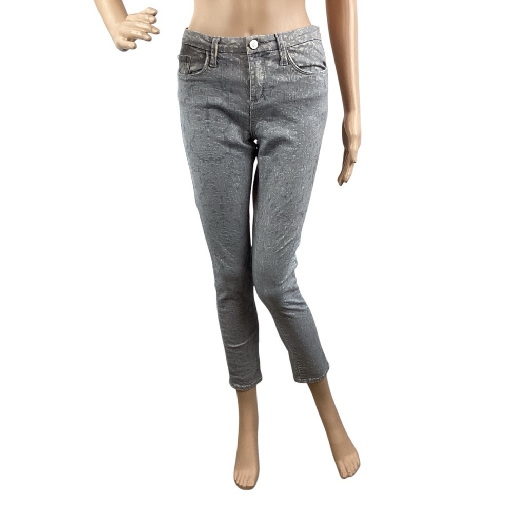 Marchesa Voyage Gray Jacquard Skinny Jeans Size 28
